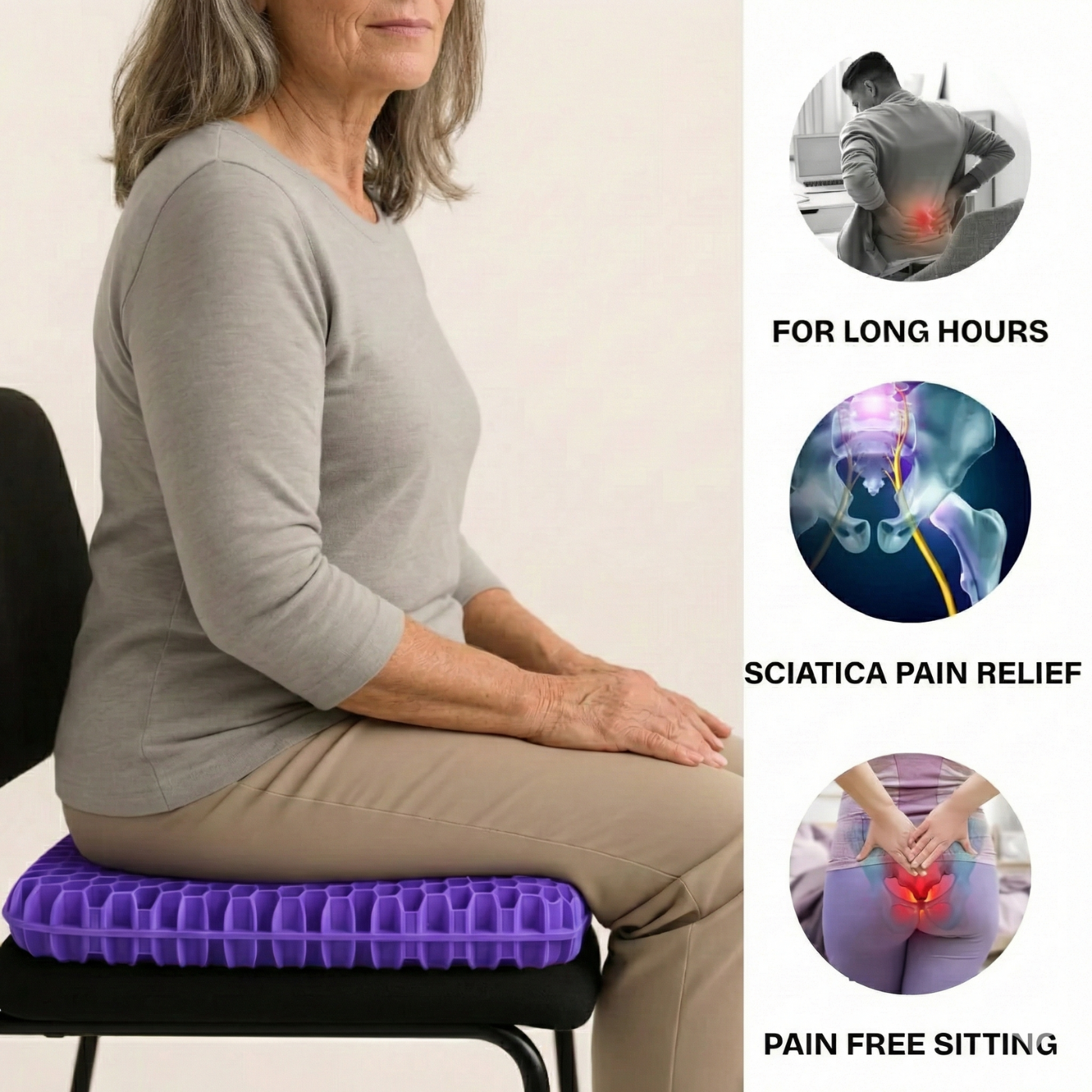 Sit pain free with Hexagel® Cushion